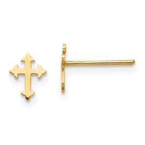 14k Yellow Gold Madi K Children's Jewelry Polished Cross Post Earrings